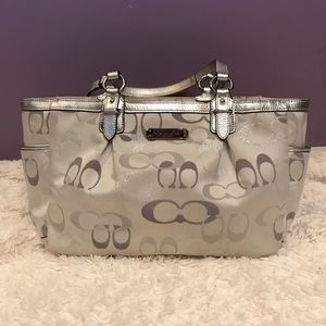 Coach Signature Silver Satchel Bag